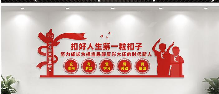 校園文化墻創(chuàng)意設計圖片(圖5) 扣好人生第一粒扣子校園文化墻創(chuàng)意設計圖片