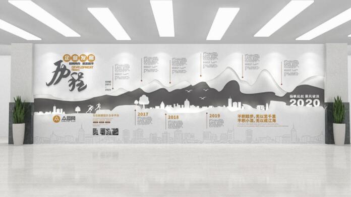 企業文化宣傳墻效果圖(圖3) 簡約黑白創意生活公司發展歷程企業宣傳墻